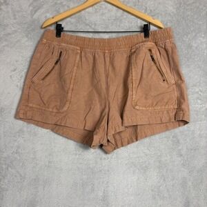 Aerie Womens XL Clay Brown Utility Shorts Elastic Waist Cotton Lyocell